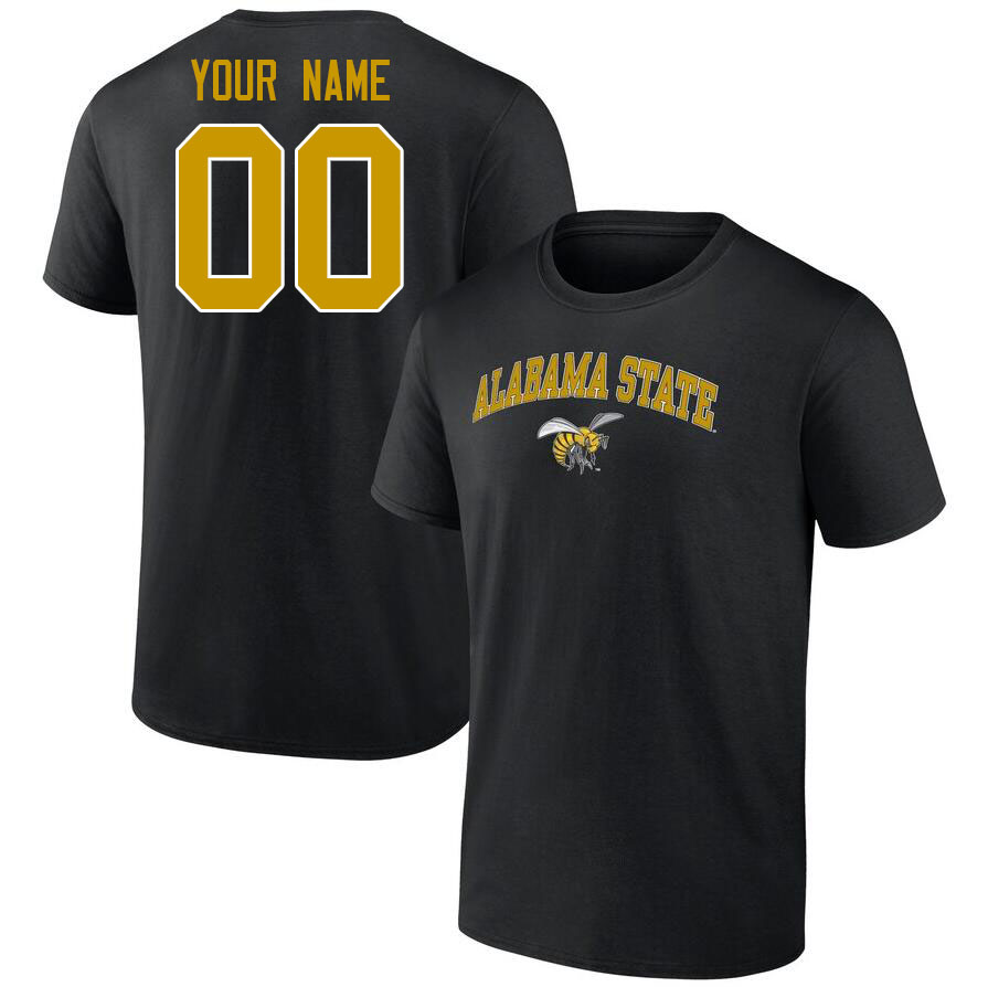 Custom Alabama State Hornets Name And Number Tshirts-Black